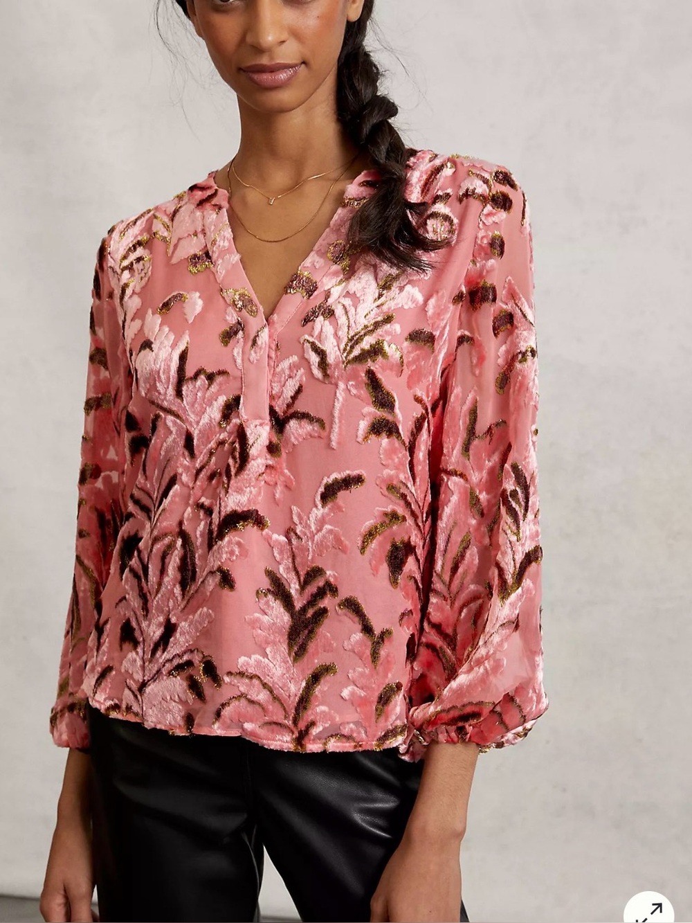 Anthropologie NWOT | Lori Burnout Velvet Blouse, Floral Fauna